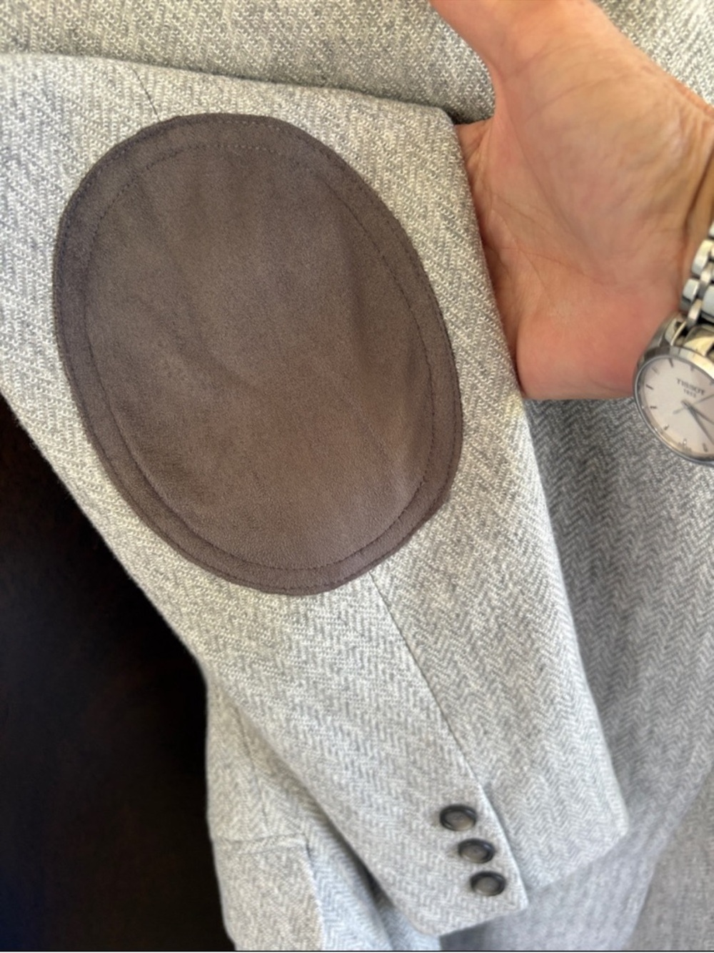 NWT LOFT Herringbone Elbow Patch Blazer Grey Size 6 Retail $130.00 - Picture 8 of 8